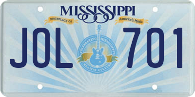MS license plate JOL701