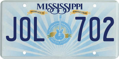 MS license plate JOL702