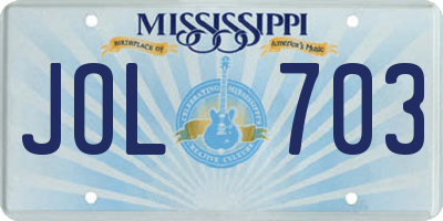 MS license plate JOL703