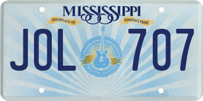 MS license plate JOL707