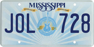 MS license plate JOL728