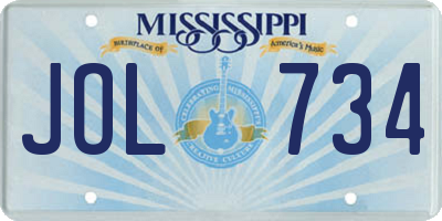 MS license plate JOL734