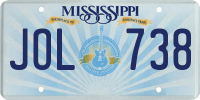 MS license plate JOL738