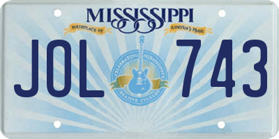 MS license plate JOL743