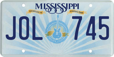 MS license plate JOL745