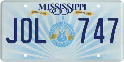 MS license plate JOL747