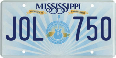 MS license plate JOL750