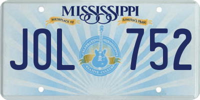 MS license plate JOL752