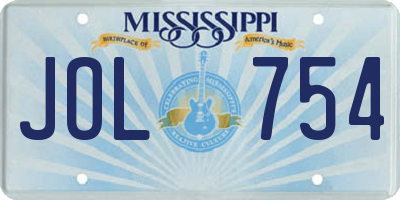 MS license plate JOL754