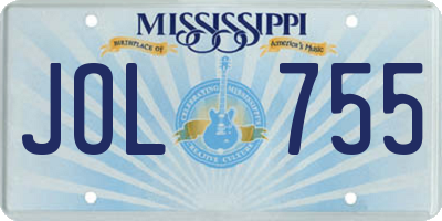 MS license plate JOL755