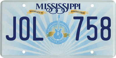 MS license plate JOL758