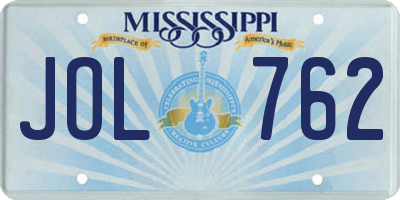 MS license plate JOL762