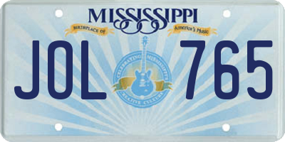 MS license plate JOL765