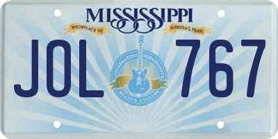 MS license plate JOL767
