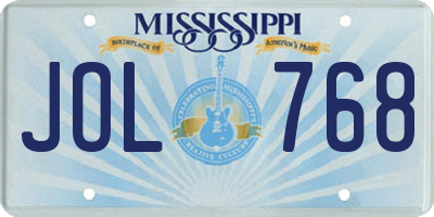 MS license plate JOL768