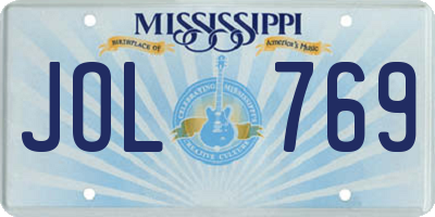 MS license plate JOL769