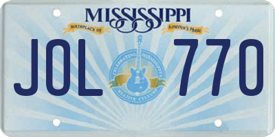 MS license plate JOL770