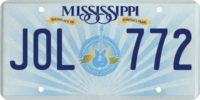 MS license plate JOL772
