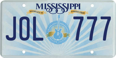MS license plate JOL777