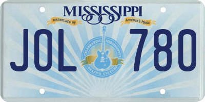 MS license plate JOL780