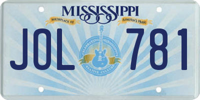 MS license plate JOL781