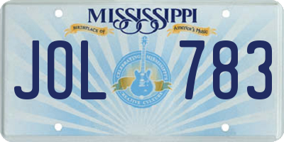 MS license plate JOL783