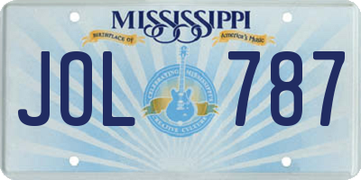MS license plate JOL787