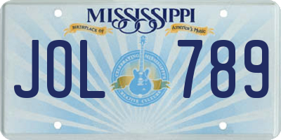 MS license plate JOL789