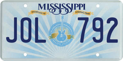 MS license plate JOL792