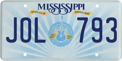 MS license plate JOL793
