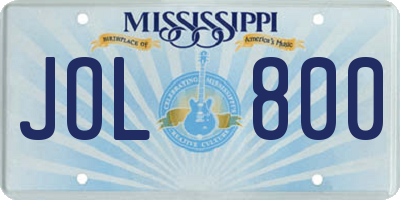 MS license plate JOL800