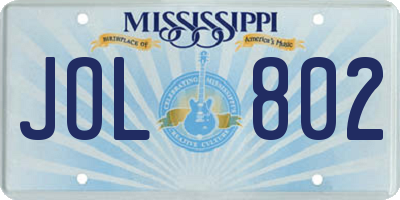 MS license plate JOL802