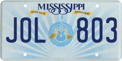 MS license plate JOL803