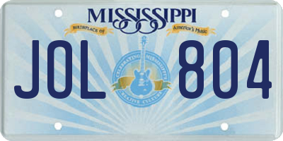 MS license plate JOL804
