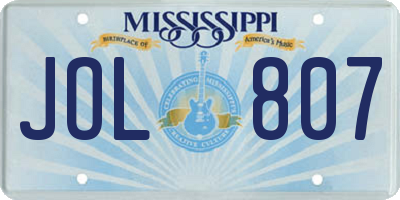 MS license plate JOL807