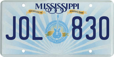 MS license plate JOL830