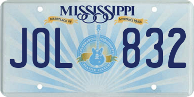 MS license plate JOL832
