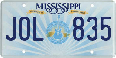 MS license plate JOL835