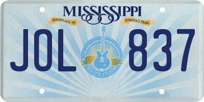 MS license plate JOL837
