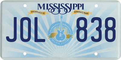 MS license plate JOL838