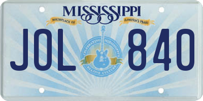 MS license plate JOL840