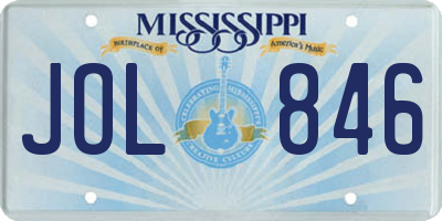 MS license plate JOL846