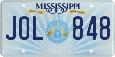 MS license plate JOL848