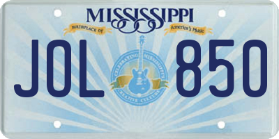 MS license plate JOL850