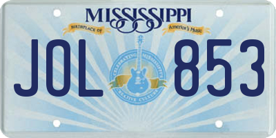 MS license plate JOL853