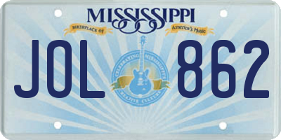 MS license plate JOL862