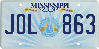 MS license plate JOL863