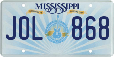 MS license plate JOL868