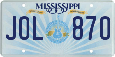 MS license plate JOL870