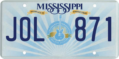 MS license plate JOL871